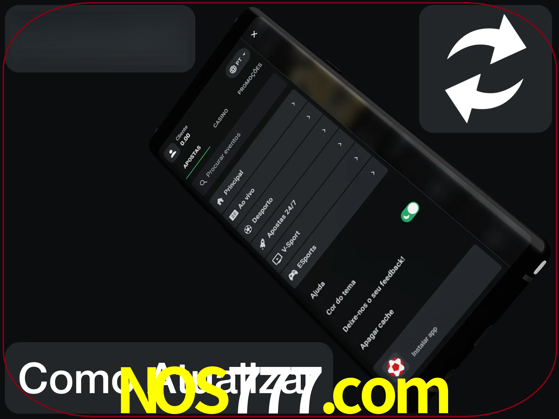 O aplicativo é atualizado automaticamente quando você faz o login.