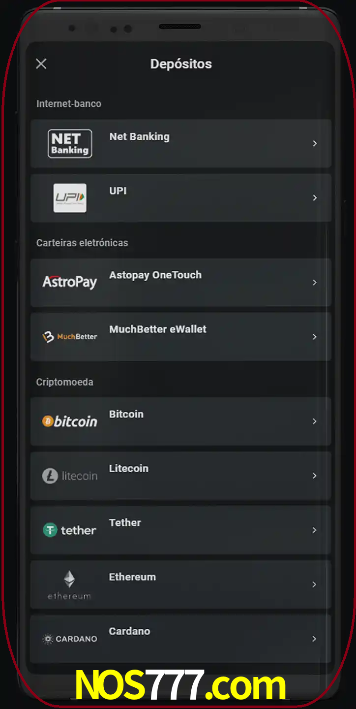 Você pode usar métodos alternativos de depósito.
