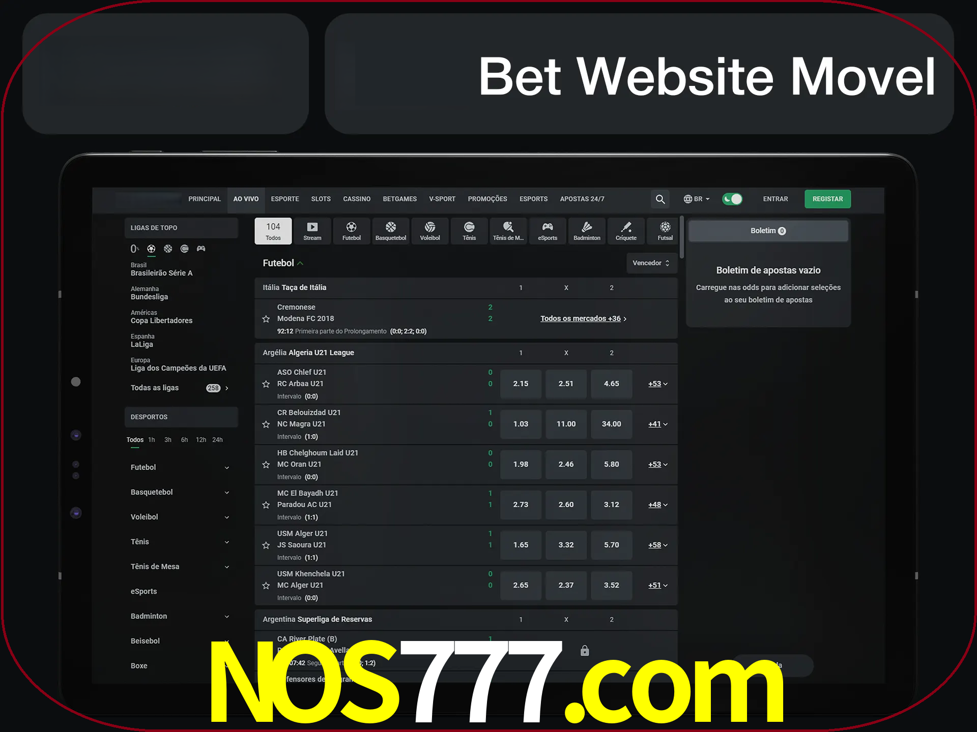 Use nosso website em qualquer dispositivo.
